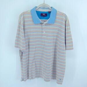 Hickey Freeman rainbow striped short sleeve polo shirt sz 2XL